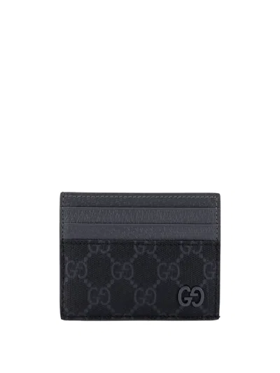 Gucci Mini Coated Canvas Card Holder In Gray