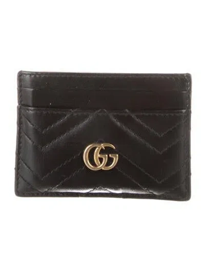 Pre-owned Gucci Card Holder Double G Logo Wallet In Black