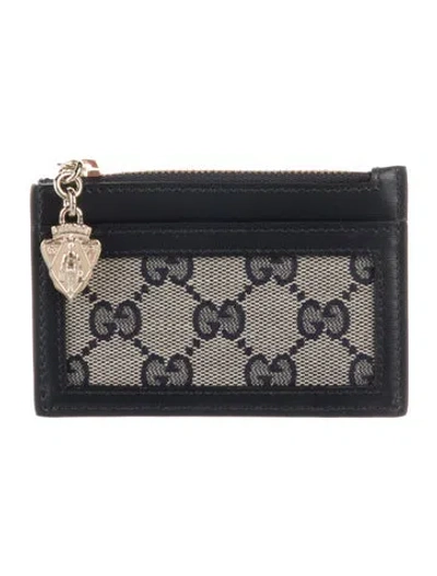 Pre-owned Gucci Card Holder Gg Canvas Card Holder In Blue