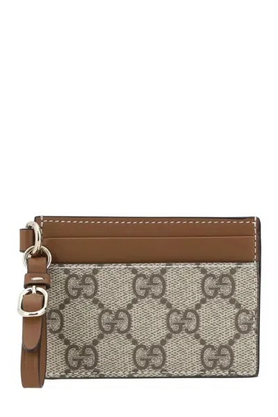 Gucci Card Holder Gg Emblem In Brown