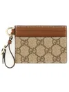 Gucci Card Holder "gg Emblem" In Brown