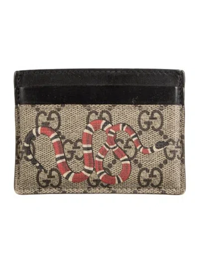 Pre-owned Gucci Card Holder Gg Supreme Card Holder In Black/neutrals