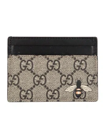 Pre-owned Gucci Card Holder Gg Supreme Card Holder In Neutrals
