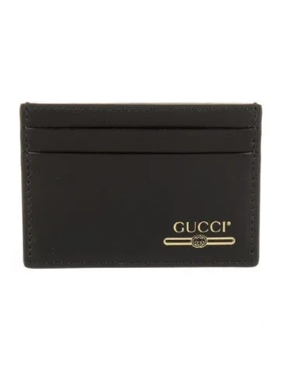 Pre-owned Gucci Card Holder Interlocking G Logo Card Holder In Black