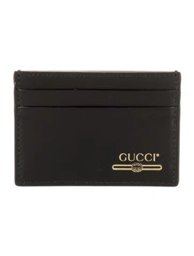 Pre-owned Gucci Card Holder Interlocking G Logo Card Holder In Black