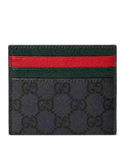 Gucci Card Holder With Card Slots And Web Ribbon In Black