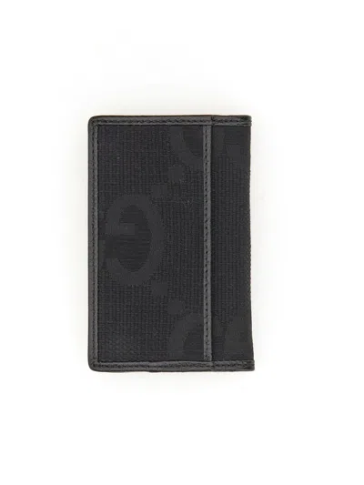 Gucci Card Holder With Jumbo Gg In Black