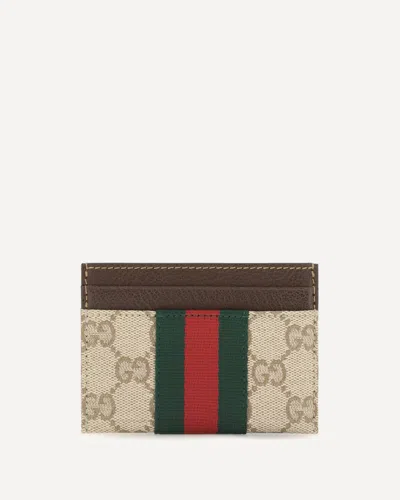 Gucci Card Holder With Web Stripe In Neutral