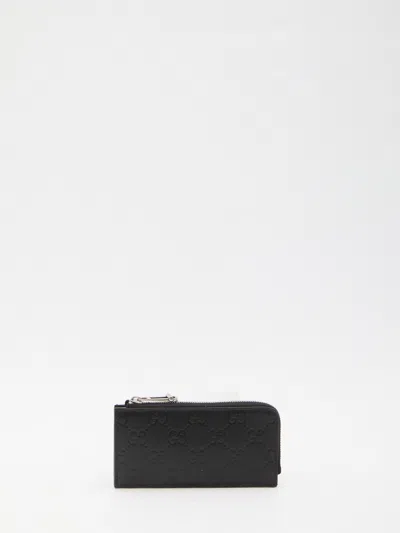 Gucci Card Holder With Zip In Black
