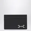 Gucci Men Black Card Holder With Horsebit On The Front In Leather Man In Black