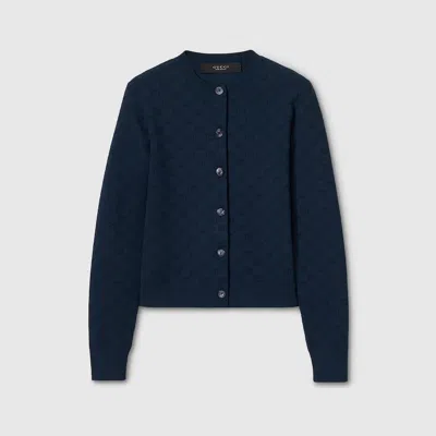 Gucci Cardigan Aus Feinem Gg Jacquardstoff In Blue