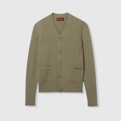 Gucci Cardigan Aus Geripptem Woll-kaschmirstrick In Green