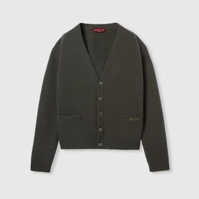 Gucci Cardigan Aus Woll- Und Kaschmir-rippstrick In Gray