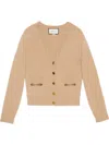 Gucci Cashmere Knit Cardigan W/ Horsebit In Brown