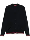 Gucci Knitted Wool Cardigan With Web Pattern In Black