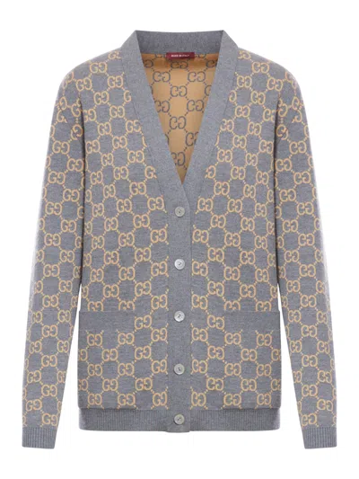Gucci Monogrammed Intarsia Button-up Cardigan In Multi