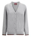 Gucci Wool And Cashmere Cardigan With Web Detail In Grey