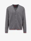 Gucci Wool And Silk Cardigan With Gg Motif In Grey