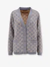 Gucci Monogrammed Intarsia Button-up Cardigan In Grey
