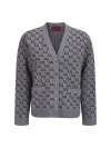 Gucci Embroidered Wool Cardigan In Grey/black/mc