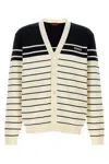 Gucci Embroidered Stripes Cotton Cardigan In Multi