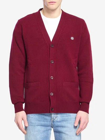 Gucci Cardigan In Wool And Cashmere In Burgundy