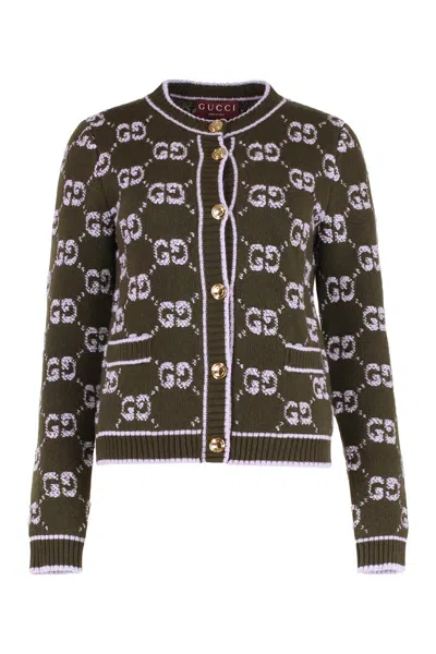 GUCCI GUCCI CARDIGAN IN WOOL GG JACQUARD BOUCLÉ