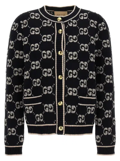 Gucci Cardigan Logo Gg In Black