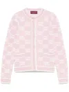 Gucci Wool Cardigan With Embroidered Front Pockets In Pink