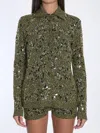 Gucci Cardigan Polo In Viscose And Tweed Blend In Green