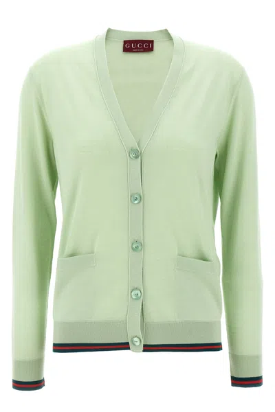 Gucci Extra Fine Cashmere Silk Cardigan In Green