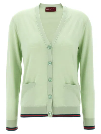 Gucci Cardigan Web Sweaters And Cardigans Green
