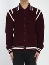 Gucci Wool Cardigan With Front Pockets And Ribbed Texture In Red
