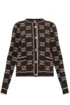 Gucci Wool Cardigan With Front Pockets And Long Sleeves In Brown