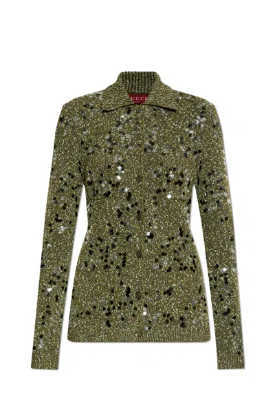 Gucci Cardigan With Pockets In Militarygreenmix