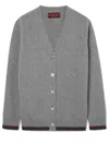 Gucci Wool And Cashmere Cardigan With Web In Gray