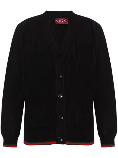 GUCCI GUCCI CARDIGAN WITH WEB DECORATION