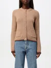 Gucci Long-sleeved Cashmere Cardigan With Web Trims In Cream