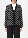 Gucci Black Reversible Cardigan With V Neck In Gg Canvas Woman In Black