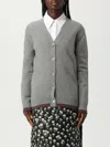 Gucci Grey V Neck Button Sweater In Gray