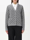 Gucci Wool Jacquard Cardigan With Gg Shadow In Gray