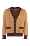 Gucci Web Stripe-trim Wool Cardigan In Multi