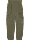 Gucci Cotton Ripstop Cargo Pants With Monogram Fabric Inserts In Green