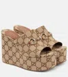 Gucci Gg Wedge Sandals In Beige
