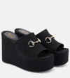 Gucci Carmen Horsebit 60 Canvas Platform Sandals In Black