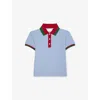 Gucci Web Stripe Cotton Polo Shirt In Blue