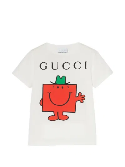 Gucci Kids' Cartoon Print T-shirt In White