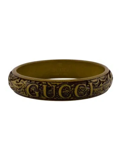 Pre-owned Gucci Carved Resin Dragon Bangle Bracelet, 9" In Green