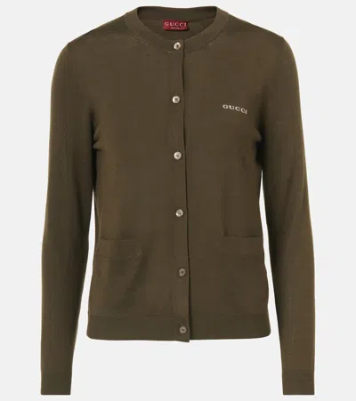 Gucci Cashmere And Silk Cardigan In Green