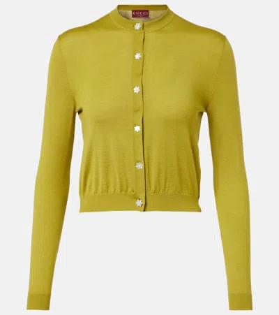 Gucci Cashmere And Silk Cardigan In Pistacchio
